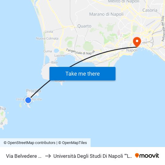 Via Belvedere Civ  18 to Università Degli Studi Di Napoli ""L'Orientale"" map