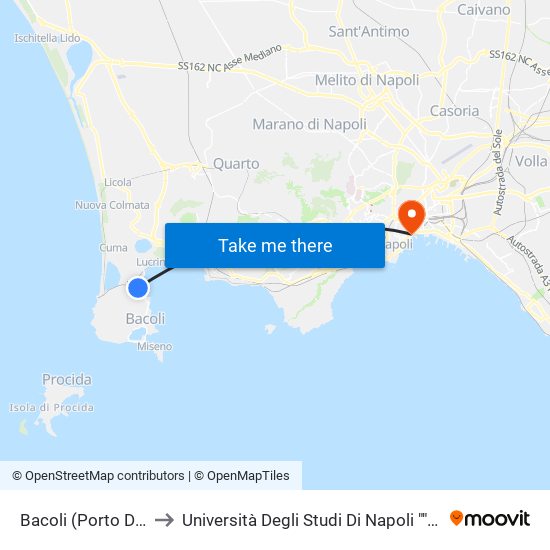 Bacoli (Porto Di Baia) to Università Degli Studi Di Napoli ""L'Orientale"" map