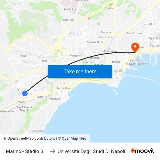 Marino - Stadio San Paolo to Università Degli Studi Di Napoli ""L'Orientale"" map