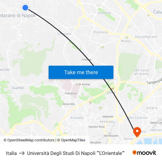 Italia to Università Degli Studi Di Napoli ""L'Orientale"" map