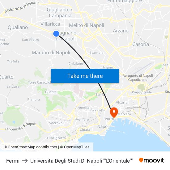 Fermi to Università Degli Studi Di Napoli ""L'Orientale"" map