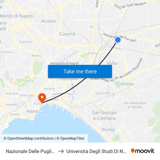 Nazionale Delle Puglie - Casamanna to Università Degli Studi Di Napoli ""L'Orientale"" map