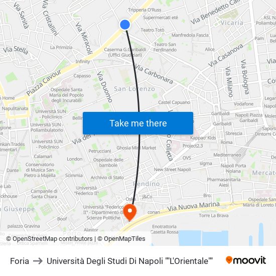 Foria to Università Degli Studi Di Napoli ""L'Orientale"" map