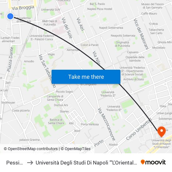 Pessina to Università Degli Studi Di Napoli ""L'Orientale"" map