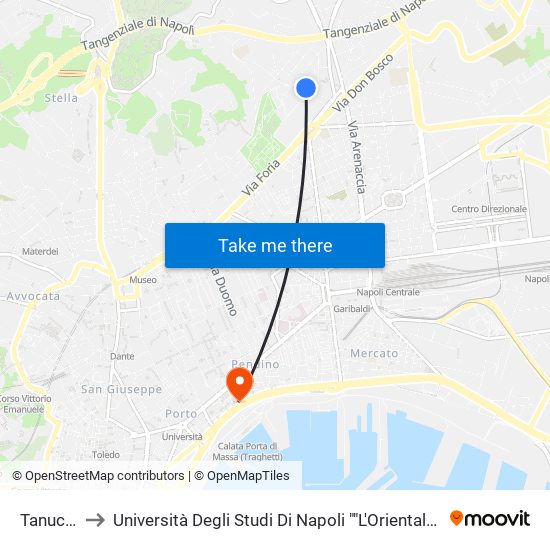 Tanucci to Università Degli Studi Di Napoli ""L'Orientale"" map