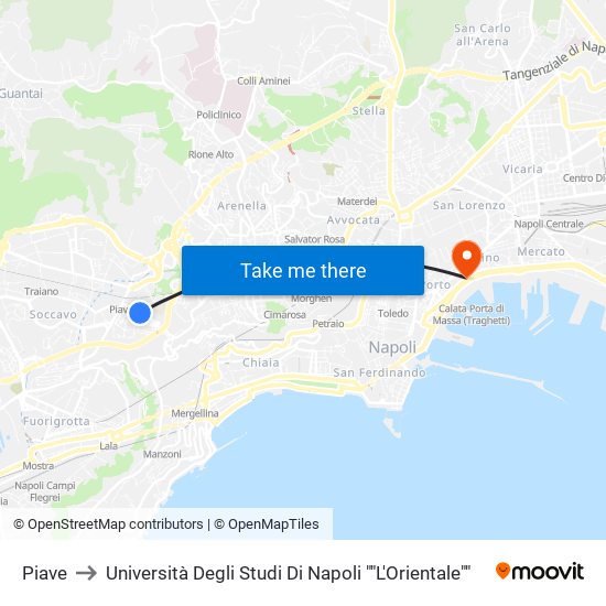 Piave to Università Degli Studi Di Napoli ""L'Orientale"" map