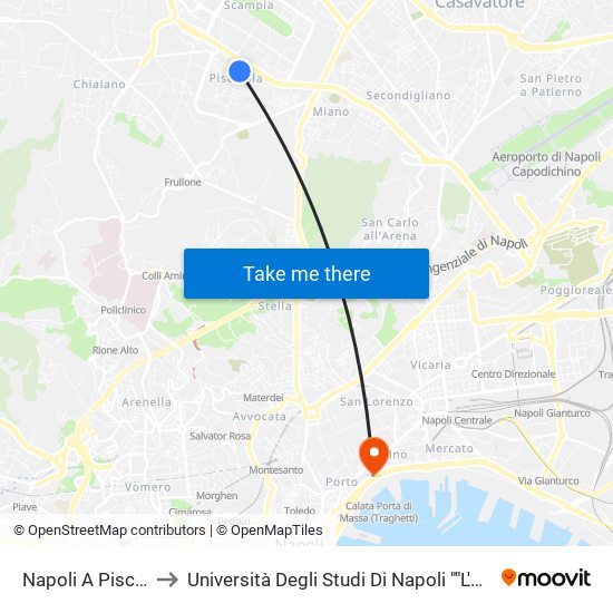 Napoli A Piscinola to Università Degli Studi Di Napoli ""L'Orientale"" map