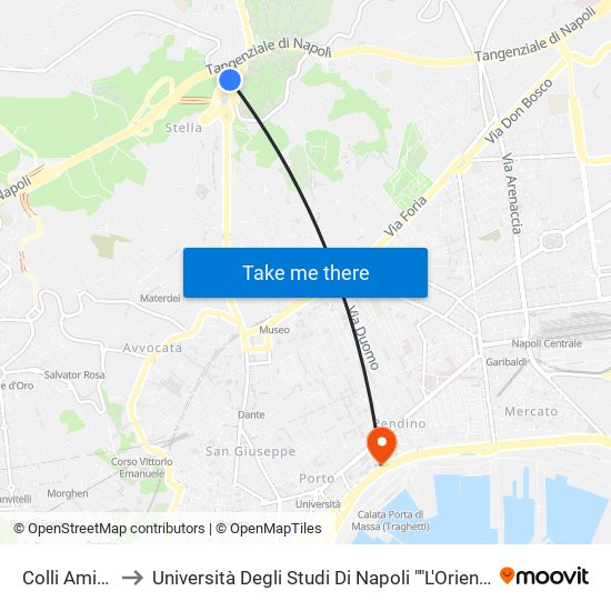 Colli Aminei to Università Degli Studi Di Napoli ""L'Orientale"" map