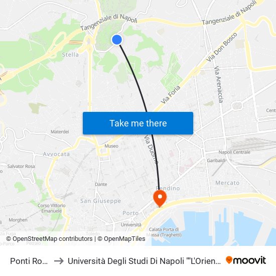 Ponti Rossi to Università Degli Studi Di Napoli ""L'Orientale"" map