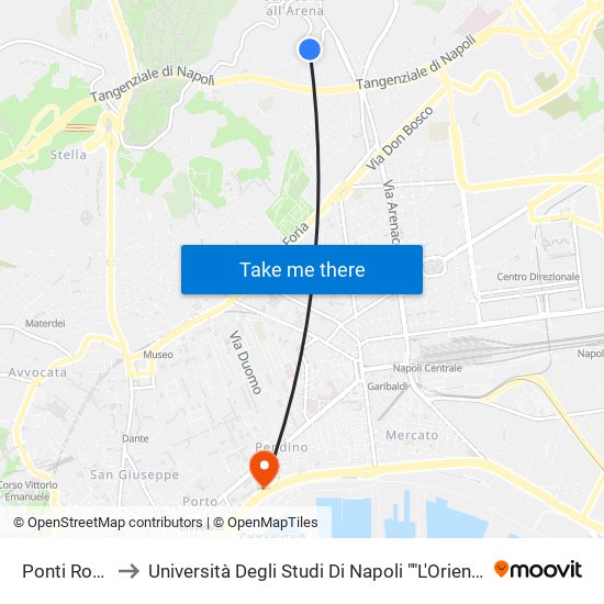 Ponti Rossi to Università Degli Studi Di Napoli ""L'Orientale"" map