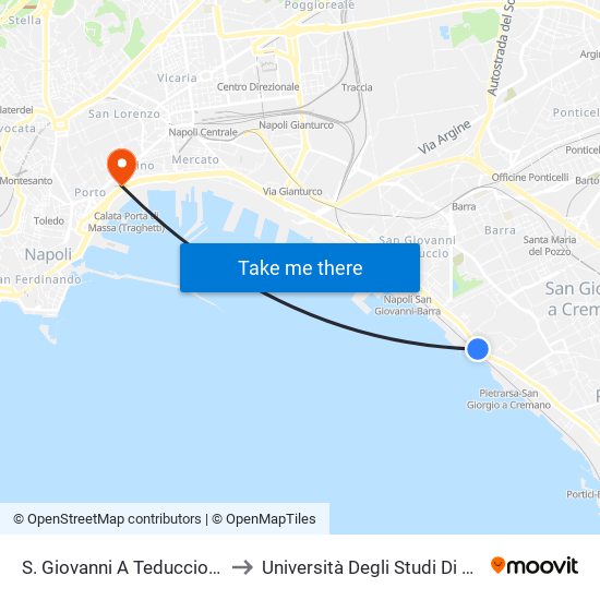 S. Giovanni A Teduccio - II Vicolo Marina to Università Degli Studi Di Napoli ""L'Orientale"" map