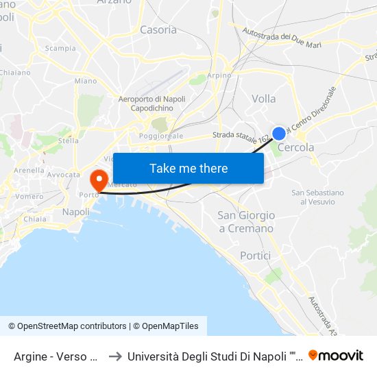 Argine - Verso Cercola to Università Degli Studi Di Napoli ""L'Orientale"" map