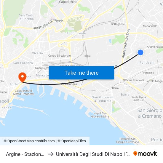 Argine - Stazionamento to Università Degli Studi Di Napoli ""L'Orientale"" map