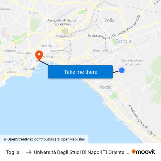 Togliatti to Università Degli Studi Di Napoli ""L'Orientale"" map