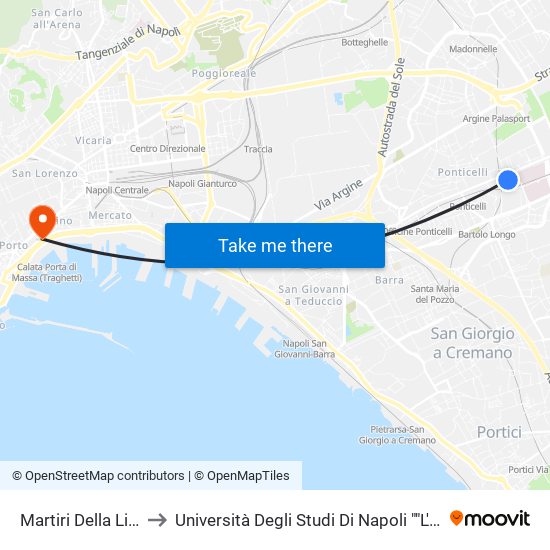Martiri Della Libertà to Università Degli Studi Di Napoli ""L'Orientale"" map