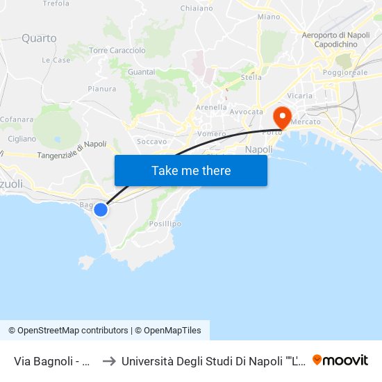 Via Bagnoli - Carafa to Università Degli Studi Di Napoli ""L'Orientale"" map