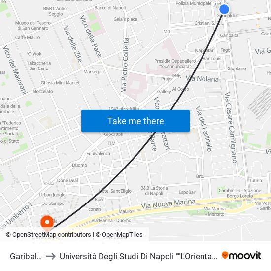 Garibaldi to Università Degli Studi Di Napoli ""L'Orientale"" map