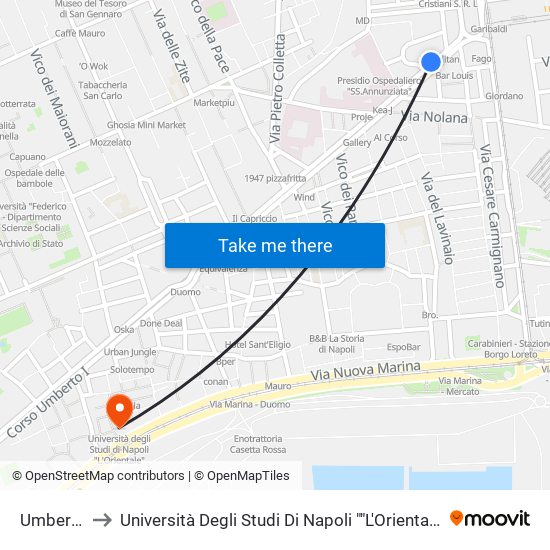 Umberto to Università Degli Studi Di Napoli ""L'Orientale"" map
