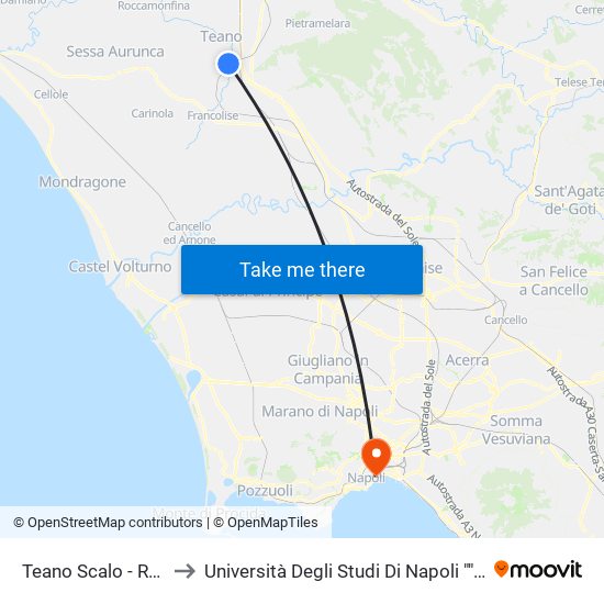 Teano Scalo - Rotonda to Università Degli Studi Di Napoli ""L'Orientale"" map