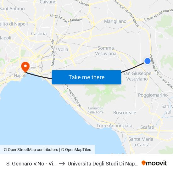 S. Gennaro V.No - Via Nola, 109 to Università Degli Studi Di Napoli ""L'Orientale"" map
