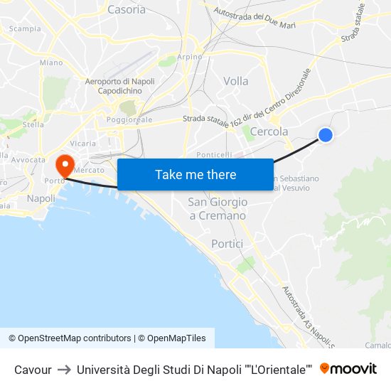 Cavour to Università Degli Studi Di Napoli ""L'Orientale"" map