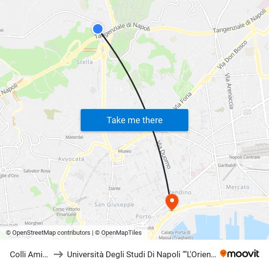 Colli Aminei to Università Degli Studi Di Napoli ""L'Orientale"" map