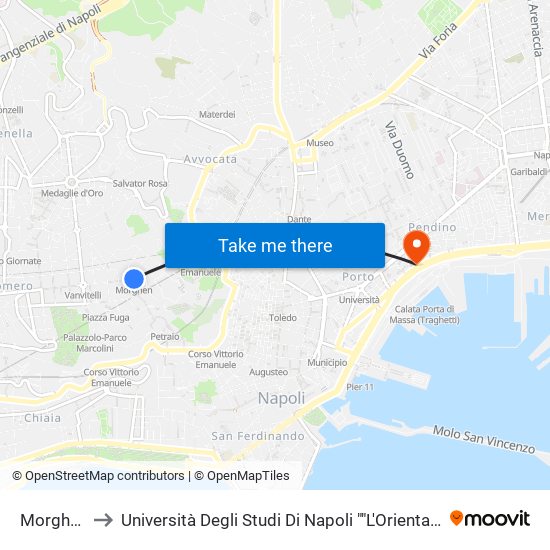Morghen to Università Degli Studi Di Napoli ""L'Orientale"" map