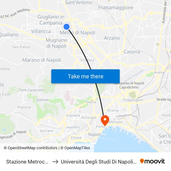 Stazione Metrocampania to Università Degli Studi Di Napoli ""L'Orientale"" map