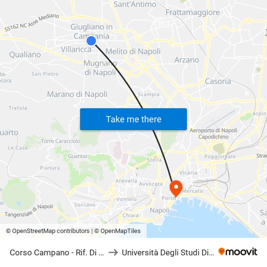 Corso Campano - Rif. Di Fronte Civico N° 210 to Università Degli Studi Di Napoli ""L'Orientale"" map