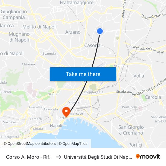 Corso A. Moro - Rif. Terminale to Università Degli Studi Di Napoli ""L'Orientale"" map