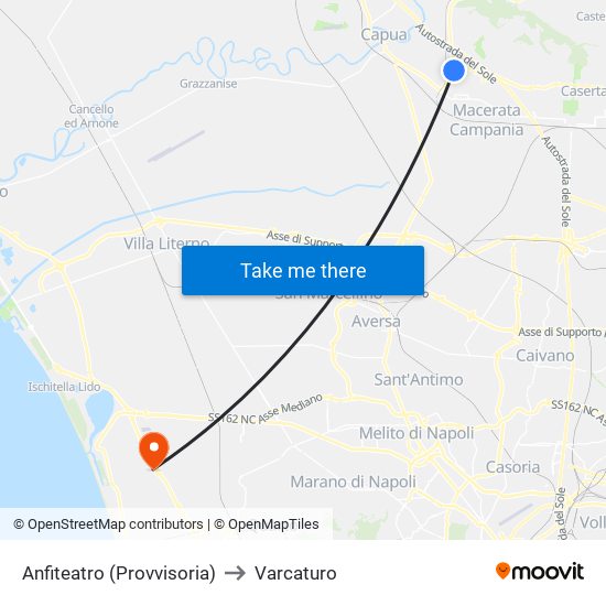 Anfiteatro (Provvisoria) to Varcaturo map