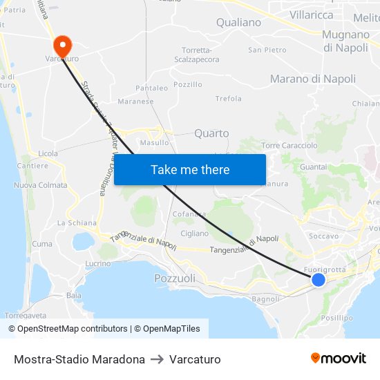 Mostra-Stadio Maradona to Varcaturo map