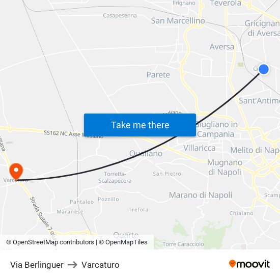 Via Berlinguer to Varcaturo map