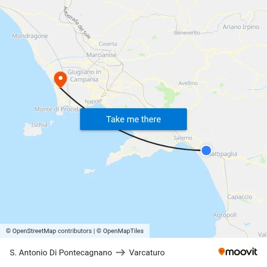 St. Anthony of Pontecagnano to Varcaturo map