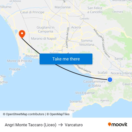 Angri Monte Taccaro (Liceo) to Varcaturo map