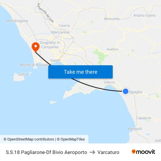S.S.18 Pagliarone-Df Bivio Aeroporto to Varcaturo map