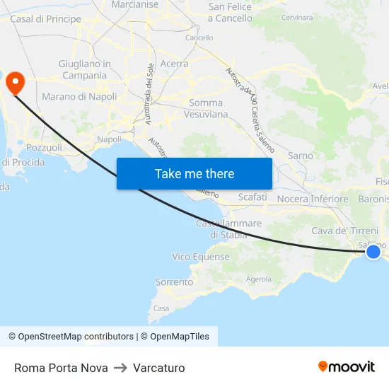 Roma Porta Nova to Varcaturo map