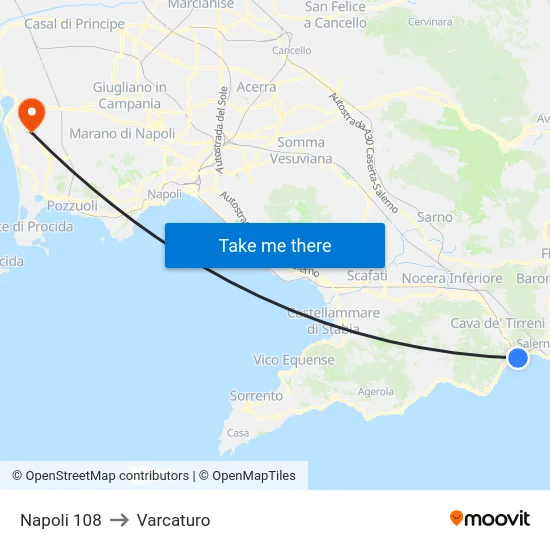 Napoli 108 to Varcaturo map