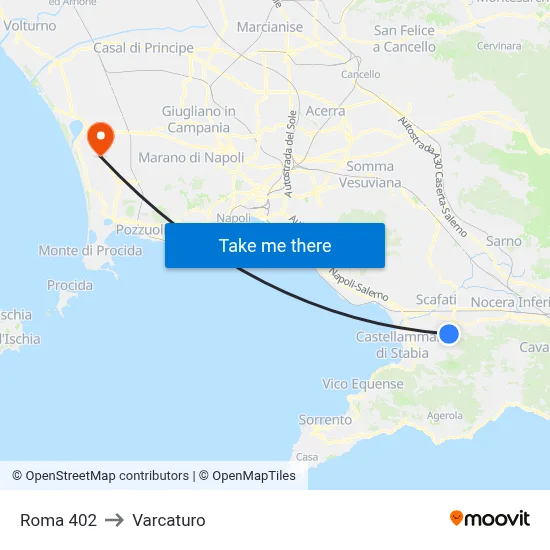 Roma 402 to Varcaturo map