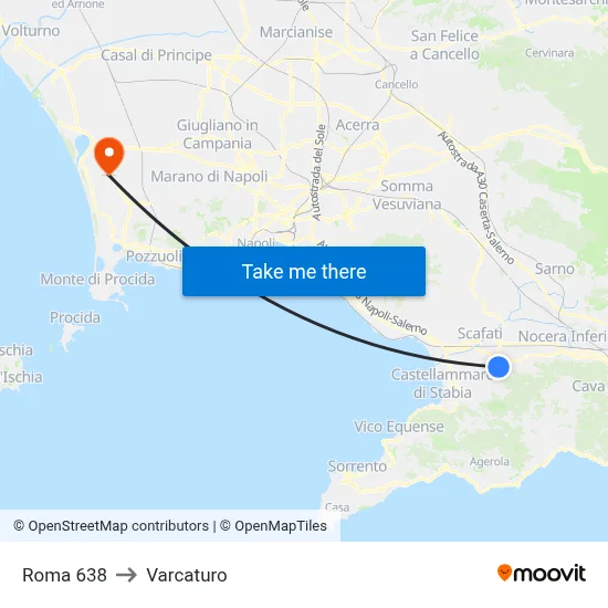 Roma 638 to Varcaturo map