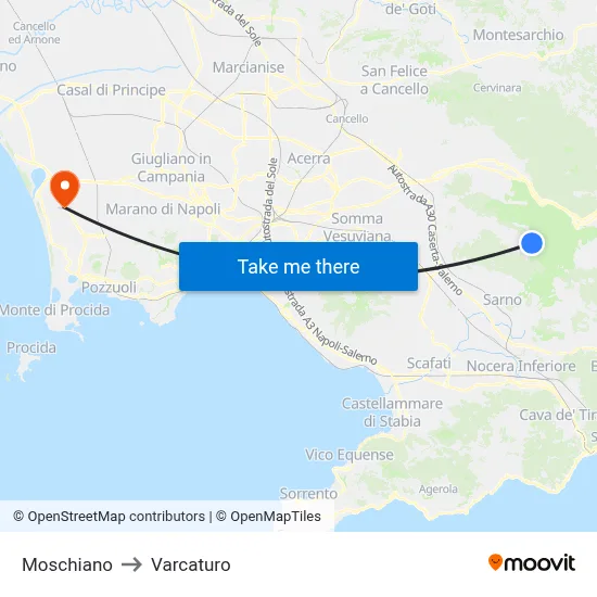 Moschiano to Varcaturo map
