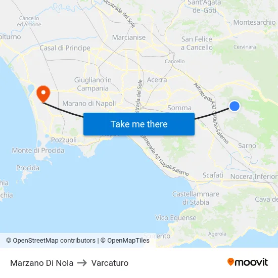 Marzano Di Nola to Varcaturo map