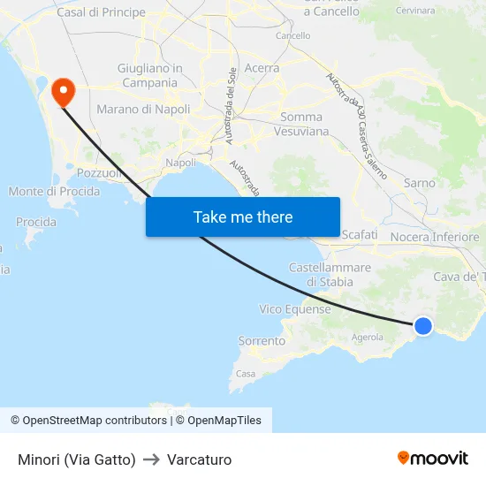 Minori (Via Gatto) to Varcaturo map