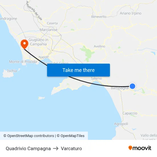 Quadrivio Campagna to Varcaturo map