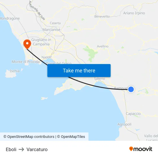 Eboli to Varcaturo map