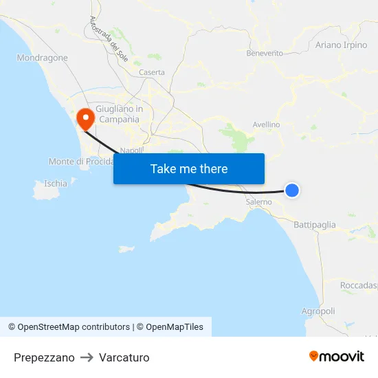 Prepezzano to Varcaturo map