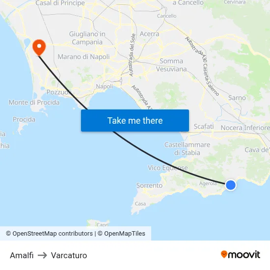 Amalfi to Varcaturo map