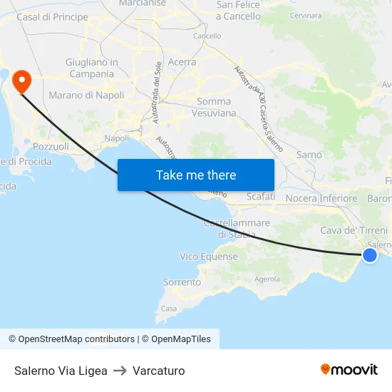Salerno Via Ligea to Varcaturo map