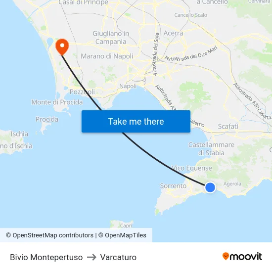 Montepertuso Junction to Varcaturo map
