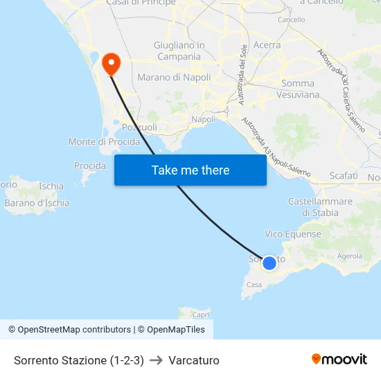 Sorrento Stazione (1-2-3) to Varcaturo map